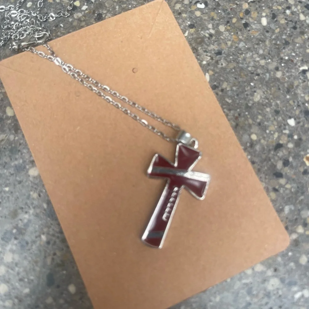 NWT football cross necklace boutique gift Christian